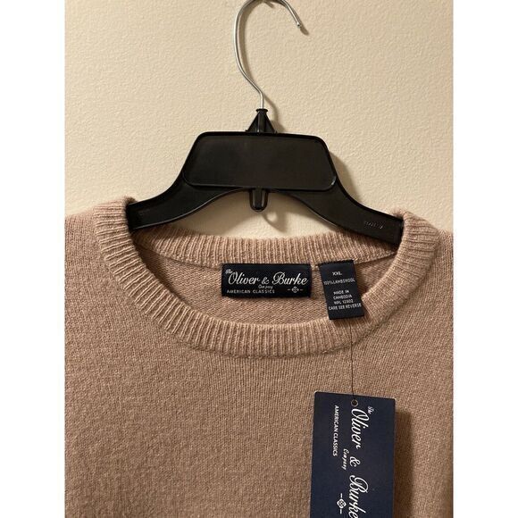Oliver & Burke Sweater Size XXL Long Sleeve Crewneck NWT Lambswool‎ Beige - Picture 3 of 10